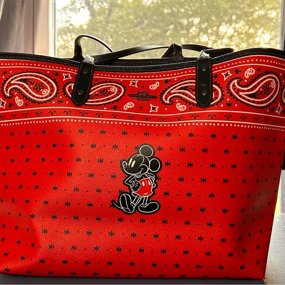 Coach Red Mickey Mouse Tote Bag - Picture 1 of 16
